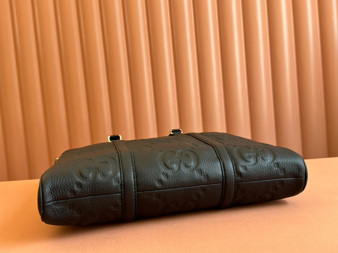 Gucci Medium Bag 42cm Black Embossed Leather 248521 mysite