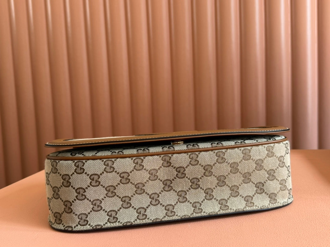 Gucci Blondie 32 Bag Brown Beige Leather Canvas 239899 mysite