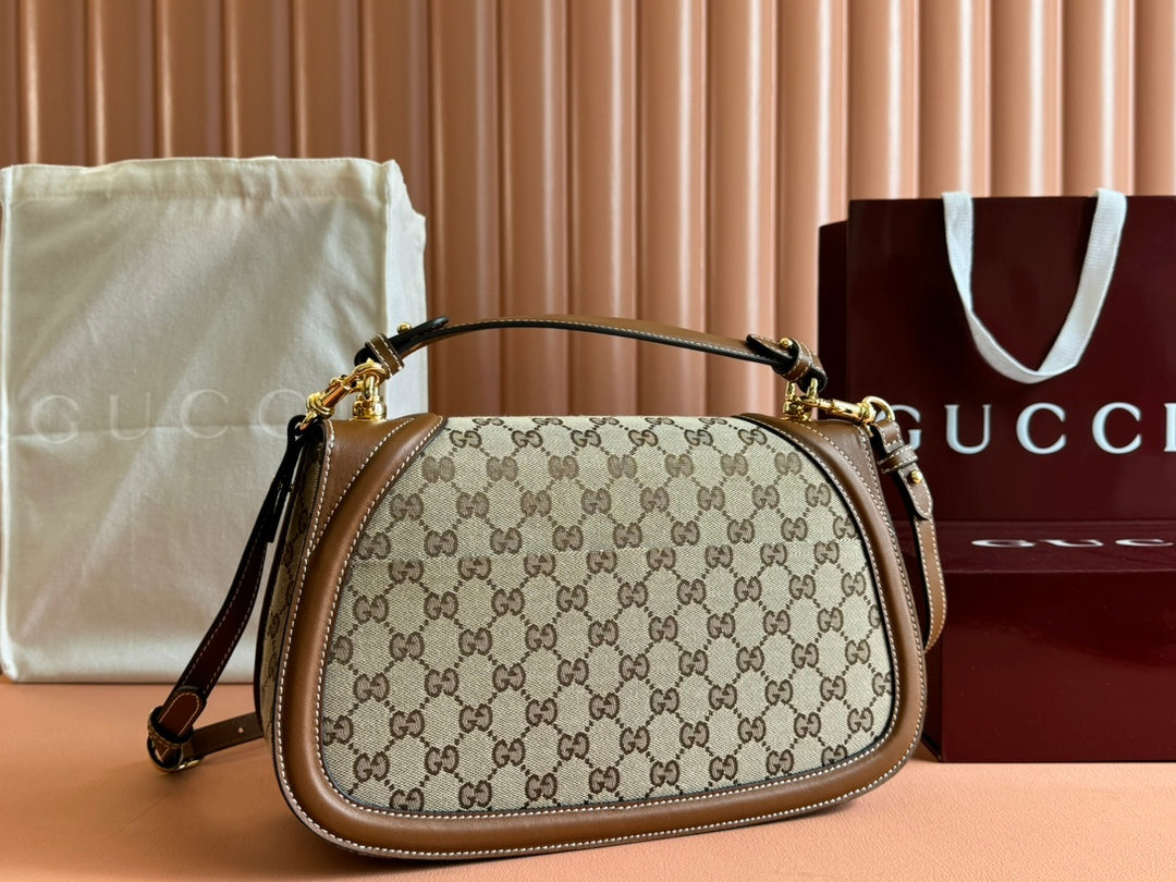 Gucci Blondie 32 Bag Brown Beige Leather Canvas 239899 mysite