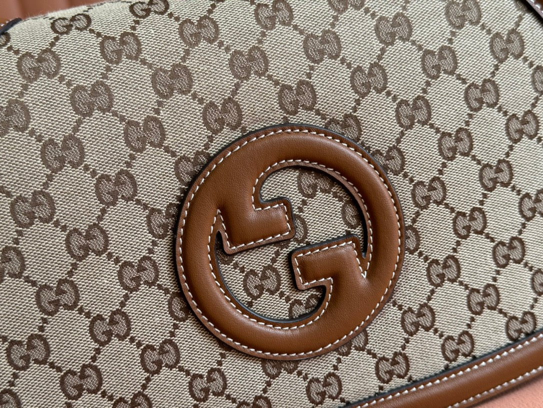 Gucci Blondie 32 Bag Brown Beige Leather Canvas 239899 mysite