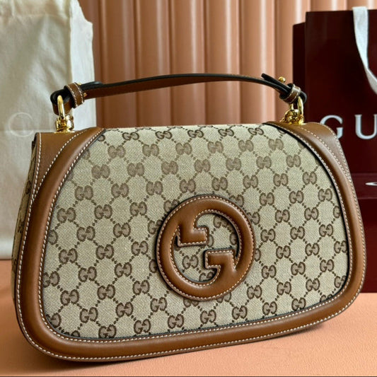 Gucci Blondie 32 Bag Brown Beige Leather Canvas 239899 mysite
