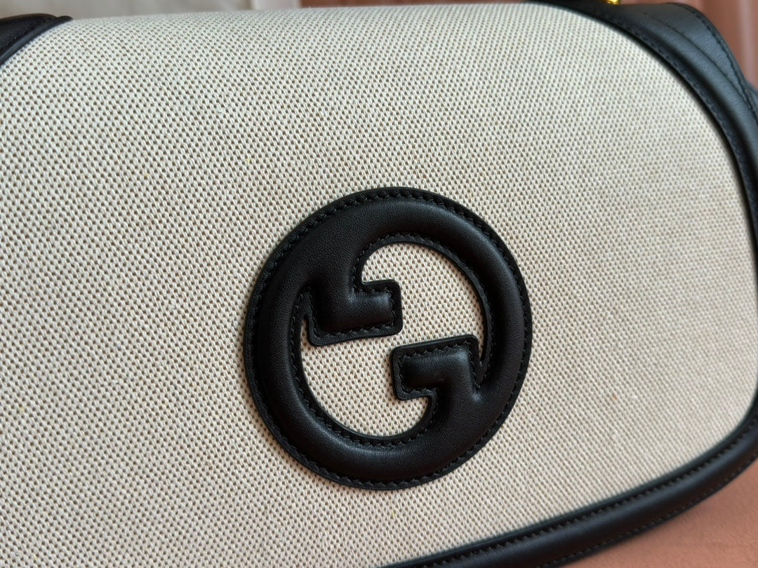 Gucci Blondie 32 Bag Black White Leather Canvas 239898 mysite