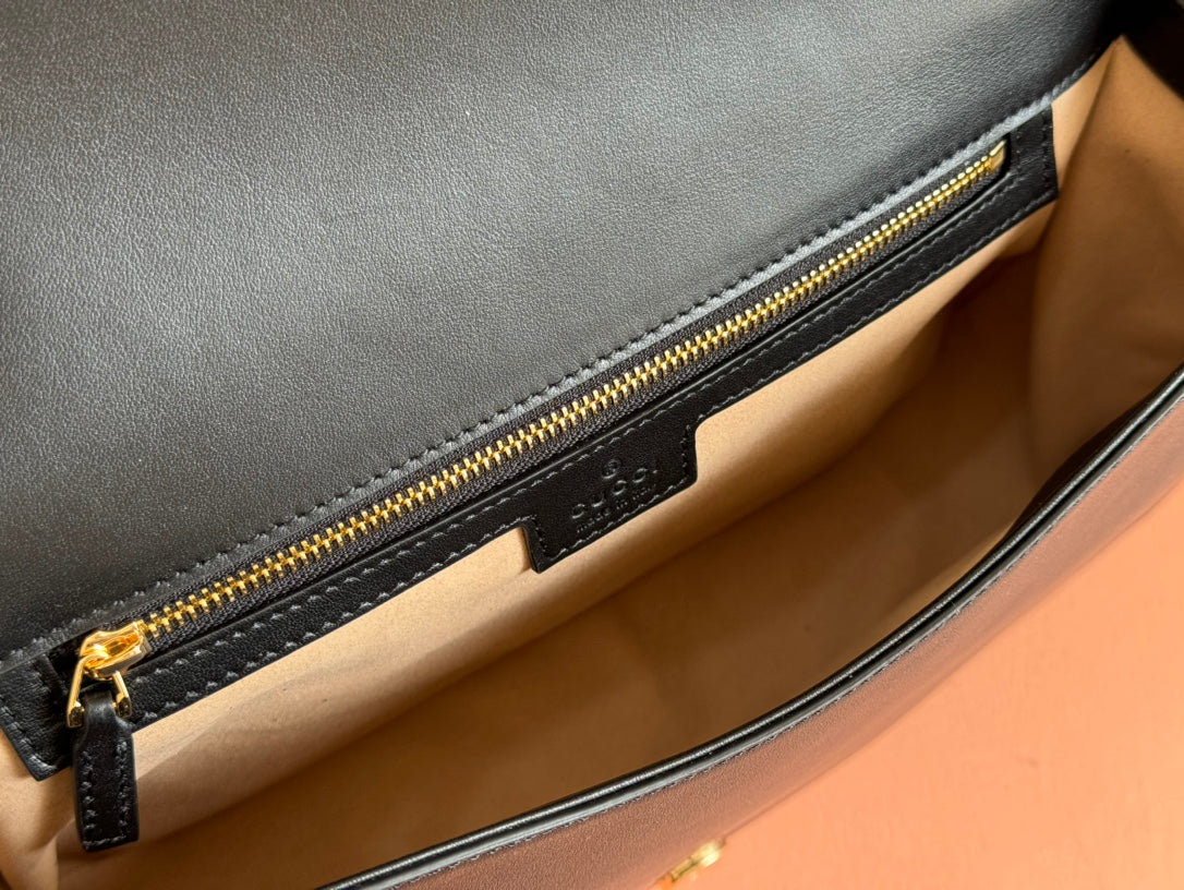 Gucci Blondie 32 Bag Black White Leather Canvas 239898 mysite