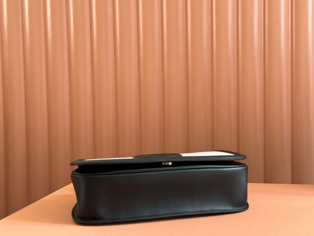 Gucci Blondie 32 Bag Black White Leather Canvas 239898 mysite