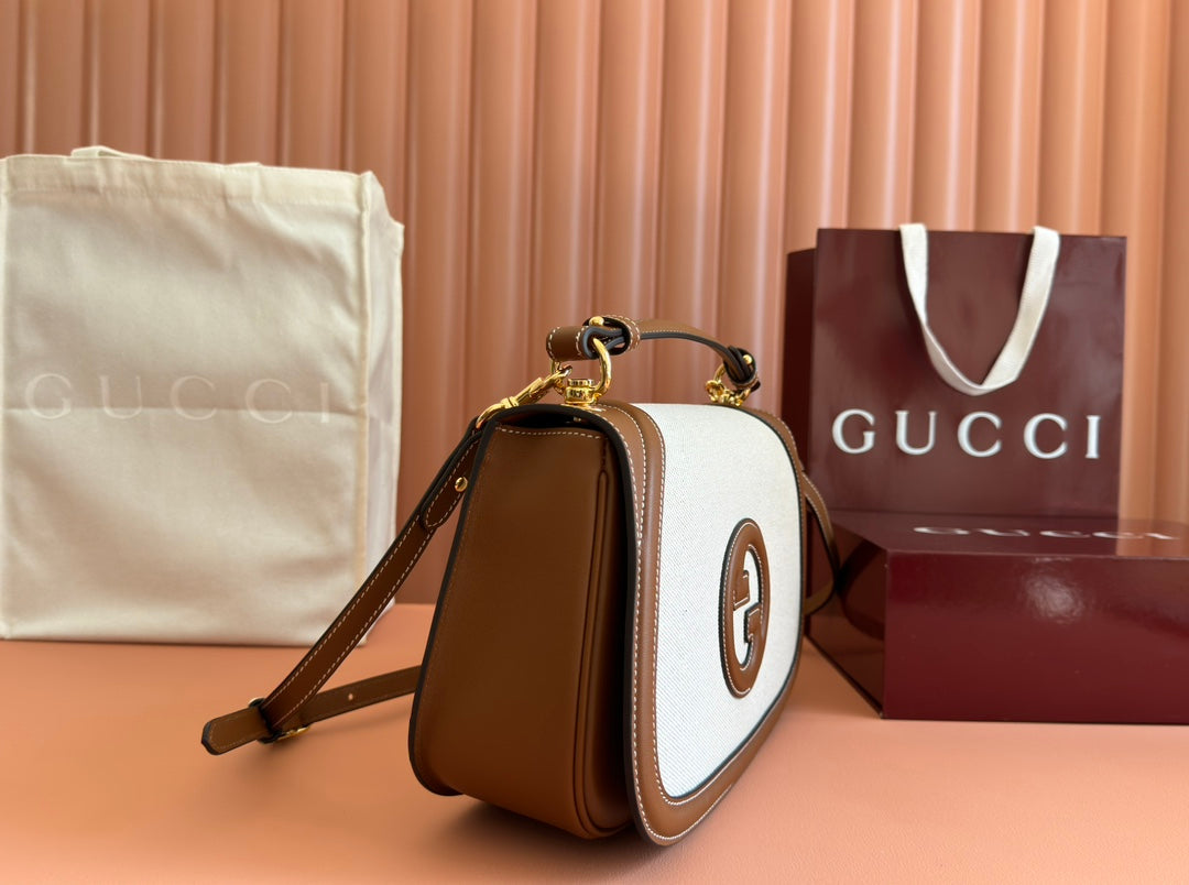 Gucci Blondie 32 Bag Brown White Leather Canvas 239897 mysite