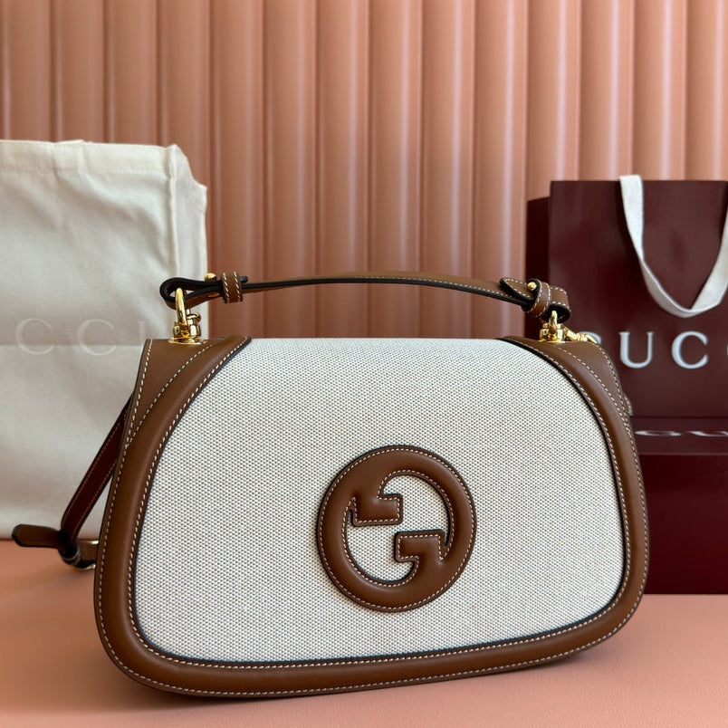 Gucci Blondie 32 Bag Brown White Leather Canvas 239897 mysite