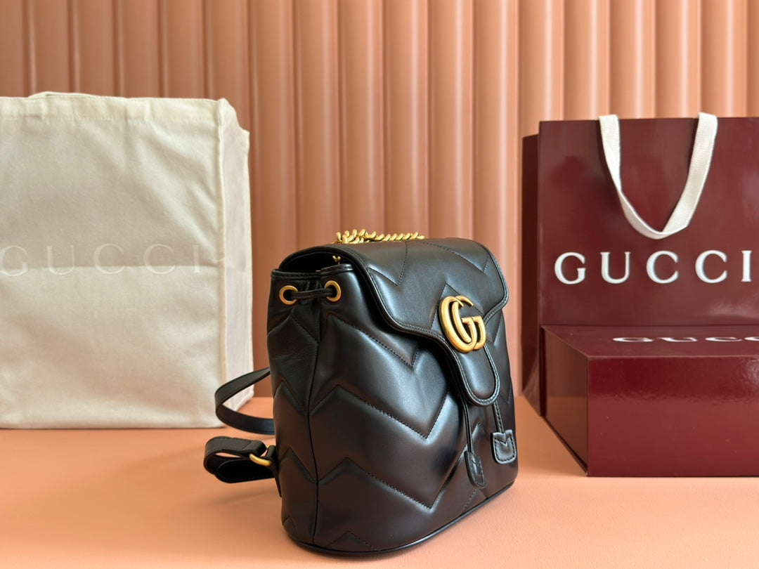 Gucci GG Marmont Backpack Black Leather 248169 mysite