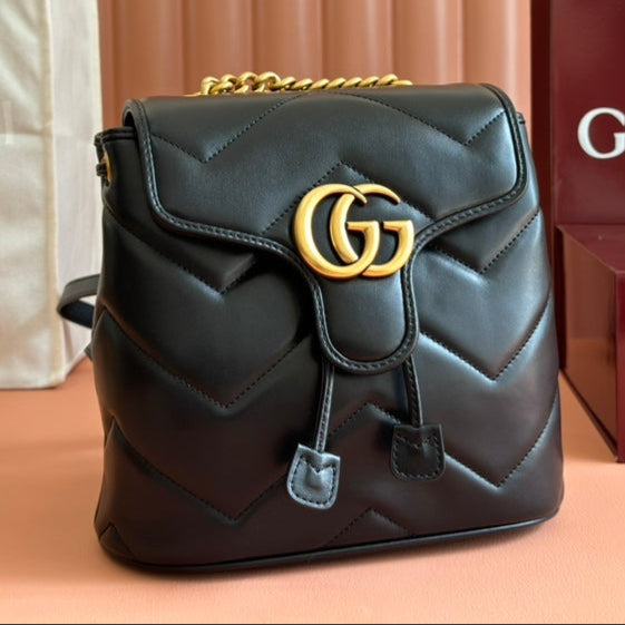 Gucci GG Marmont Backpack Black Leather 248169 mysite