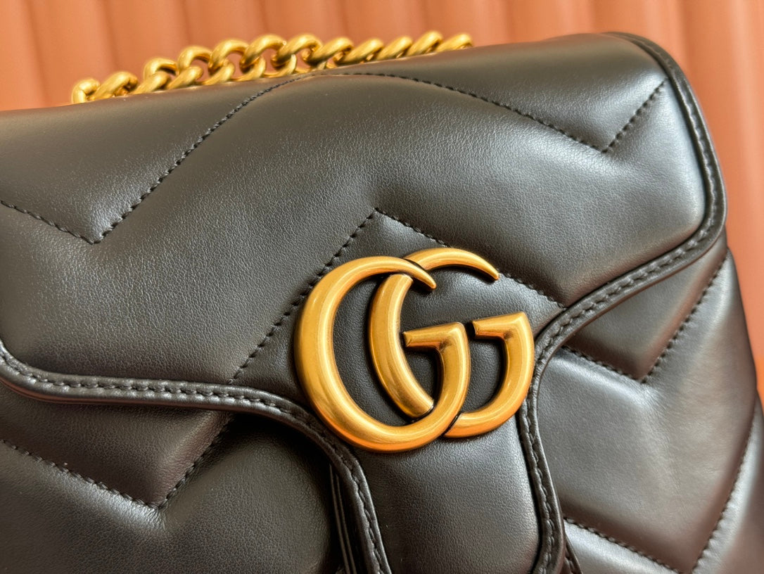 Gucci GG Marmont Backpack Black Leather 248169 mysite