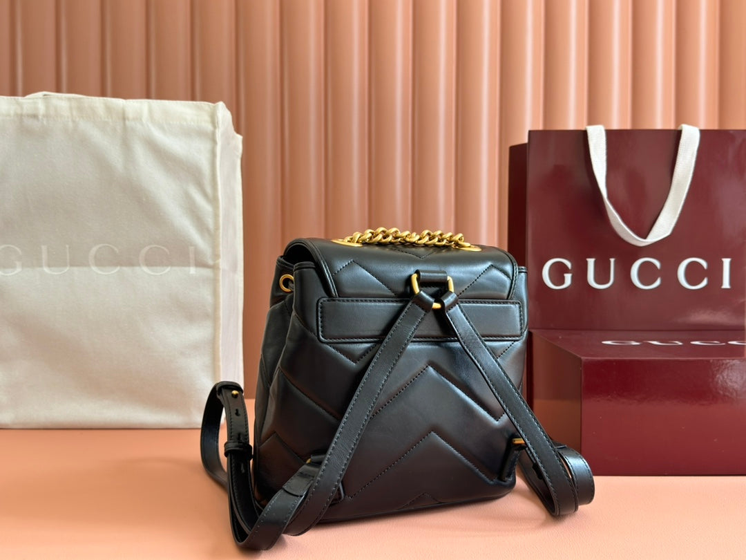 Gucci GG Marmont Backpack Black Leather 248169 mysite