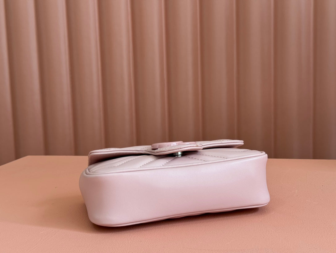 Gucci GG Marmont 16.5 Bag All Pink Calfskin 248346 mysite