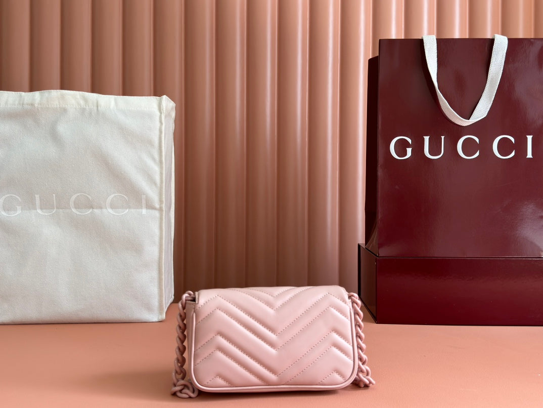 Gucci GG Marmont 16.5 Bag All Pink Calfskin 248346 mysite