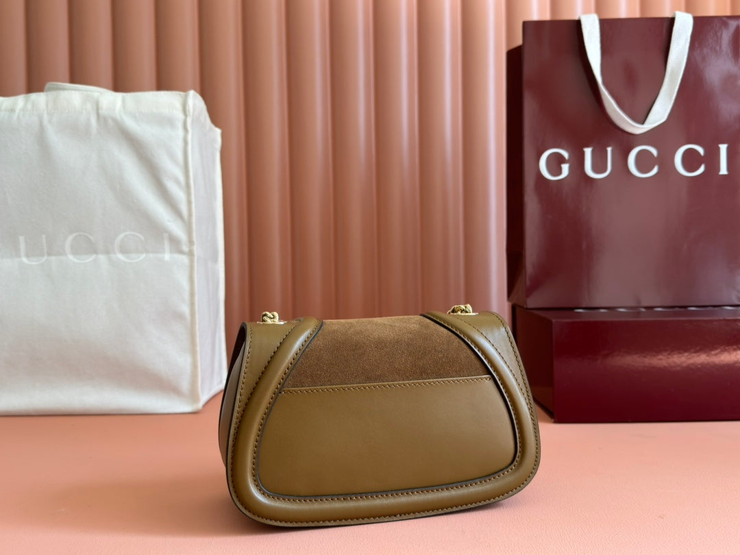 Gucci Blondie Handbag Brown Suede And Calfskin 272174 mysite