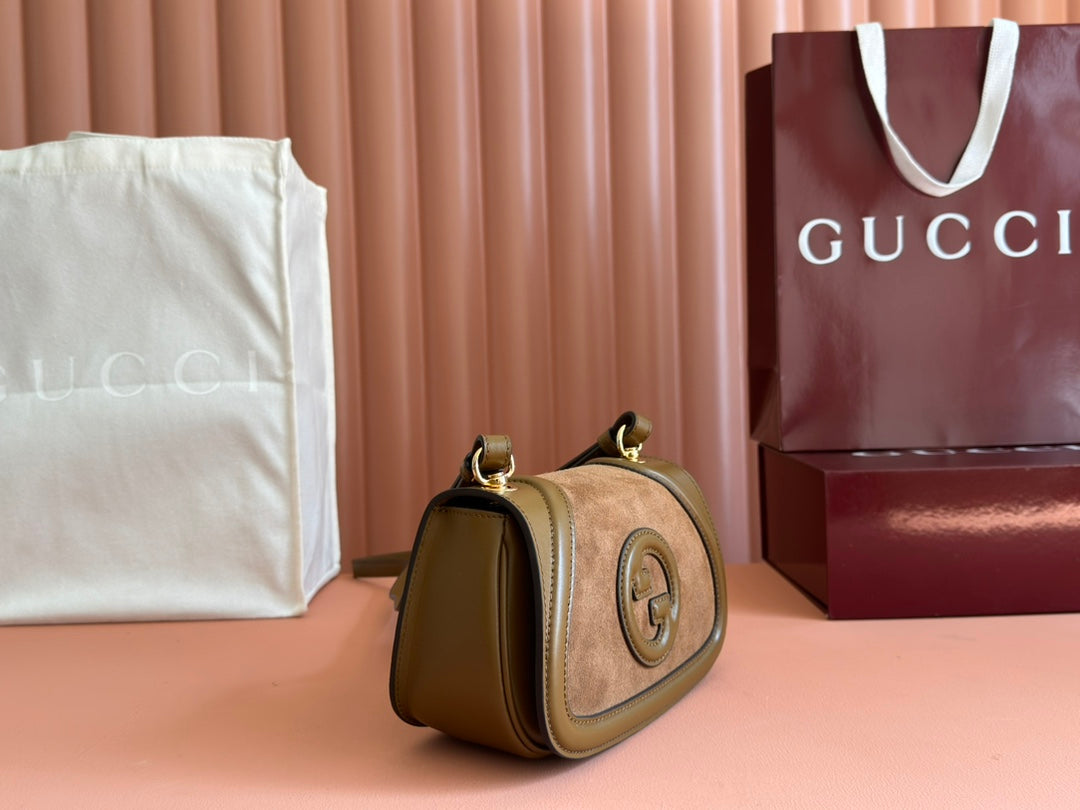 Gucci Blondie Handbag Camel Brown Suede And Calfskin 272175 mysite