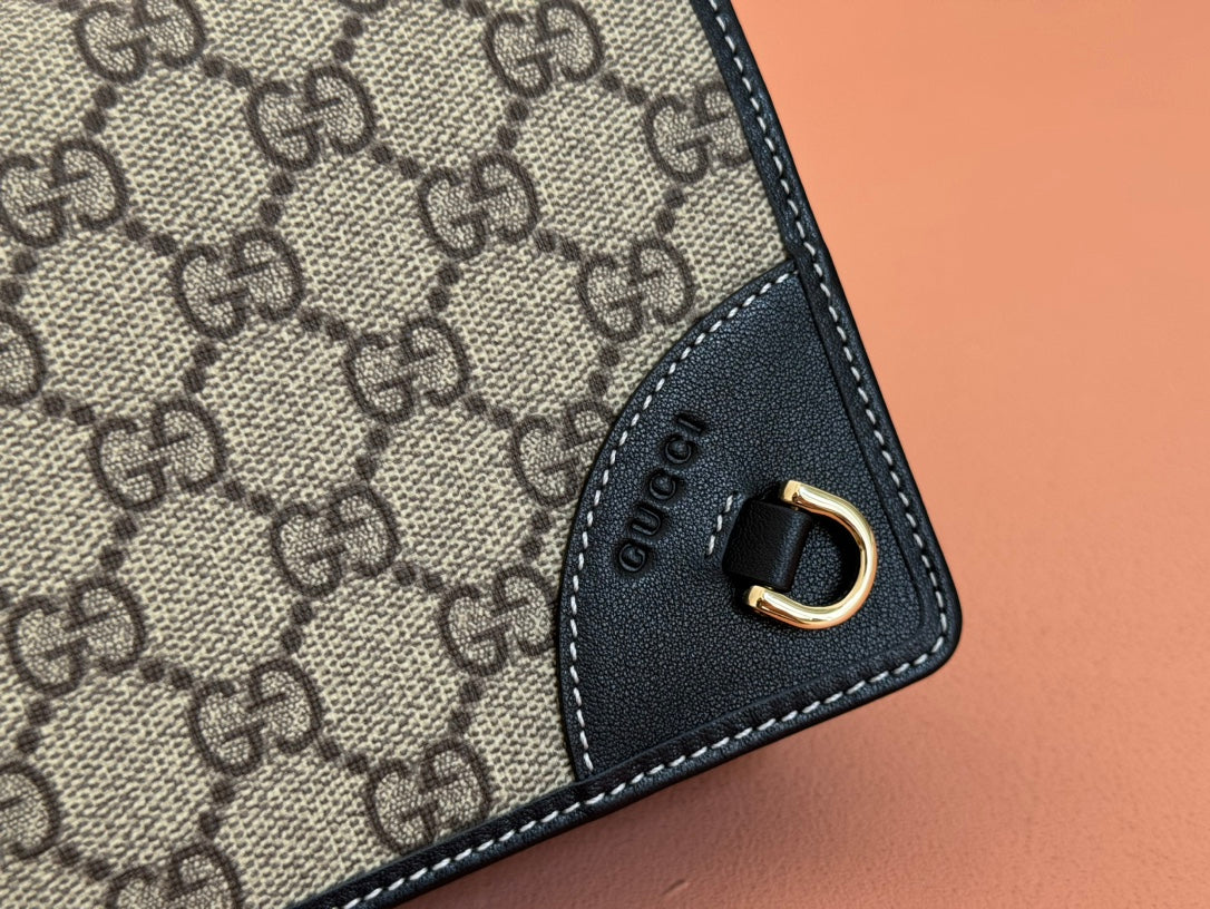 Gucci Emblem Mini Shoulder Bag Beige Blue Canvas Leather 244492 mysite