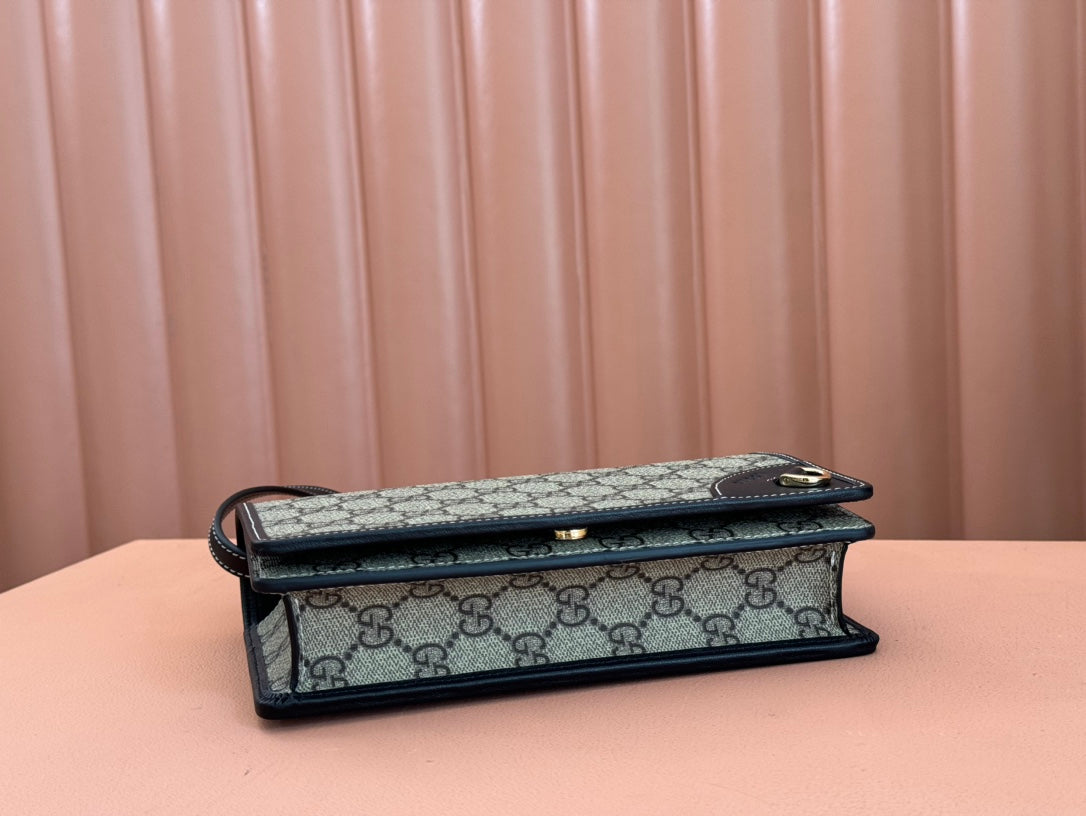 Gucci Emblem Mini Shoulder Bag Beige Blue Canvas Leather 244492 mysite