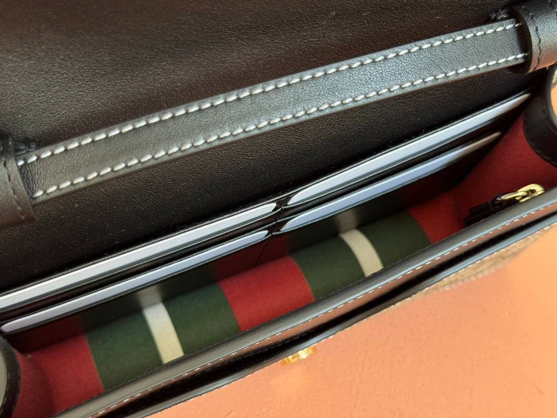 Gucci Emblem Mini Shoulder Bag Beige Blue Canvas Leather 244492 mysite