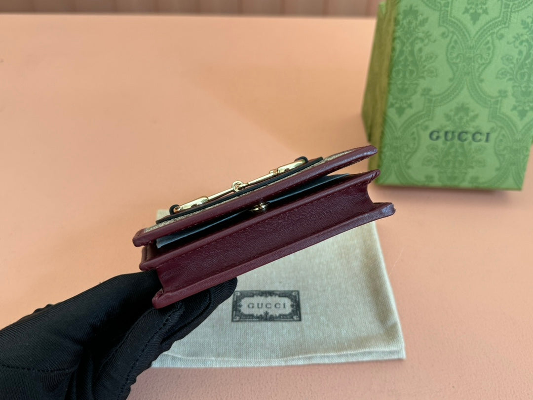 Gucci Horsebit 1995 Wallet Beige mix Rosso Ancora red Canvas 244277 mysite