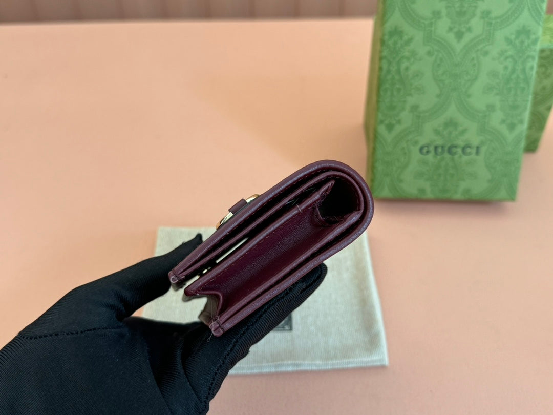 Gucci Horsebit 1995 Wallet Beige mix Rosso Ancora red Canvas 244277 mysite