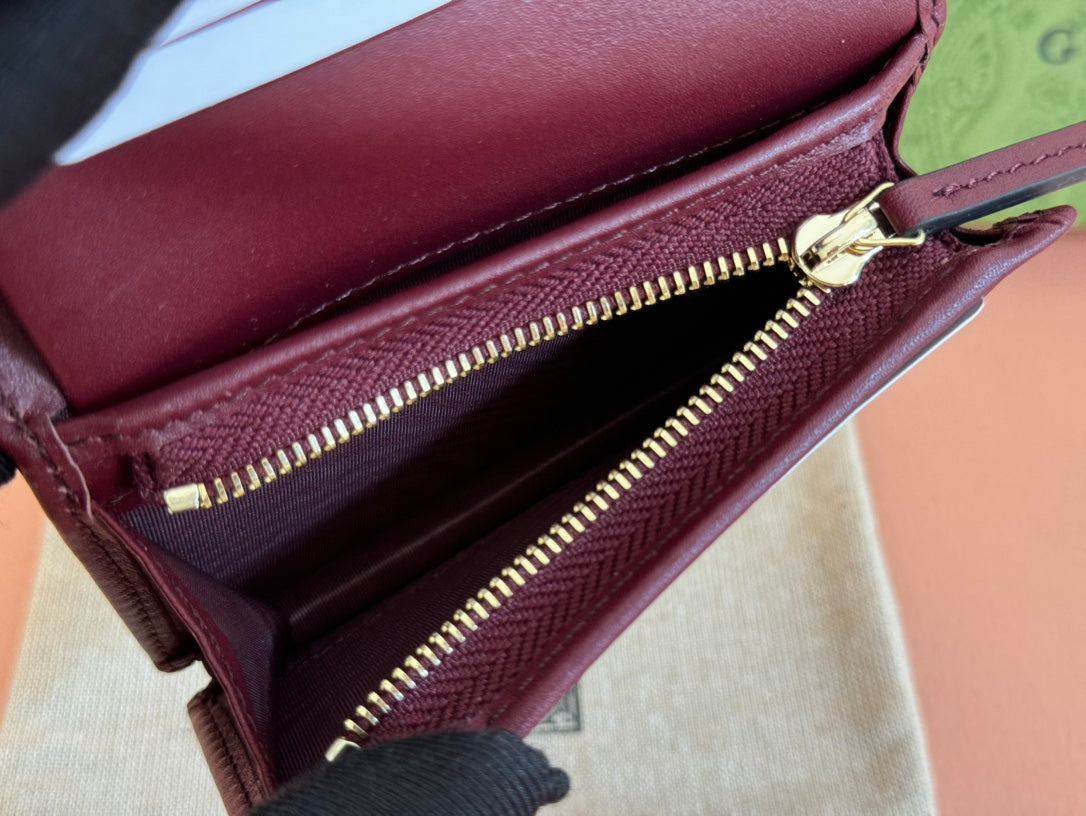 Gucci Horsebit 1995 Wallet Beige mix Rosso Ancora red Canvas 244277 mysite