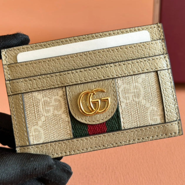 Gucci Ophidia Card Holder Wallet Beige Canvas Leather 239963 mysite