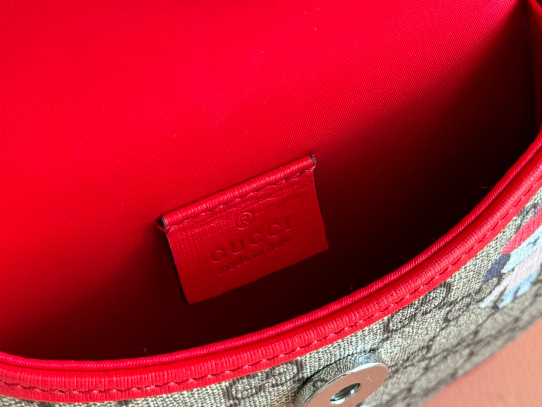 Gucci Dog Print Shoulder Bag White Red Beige Canvas 239661 mysite