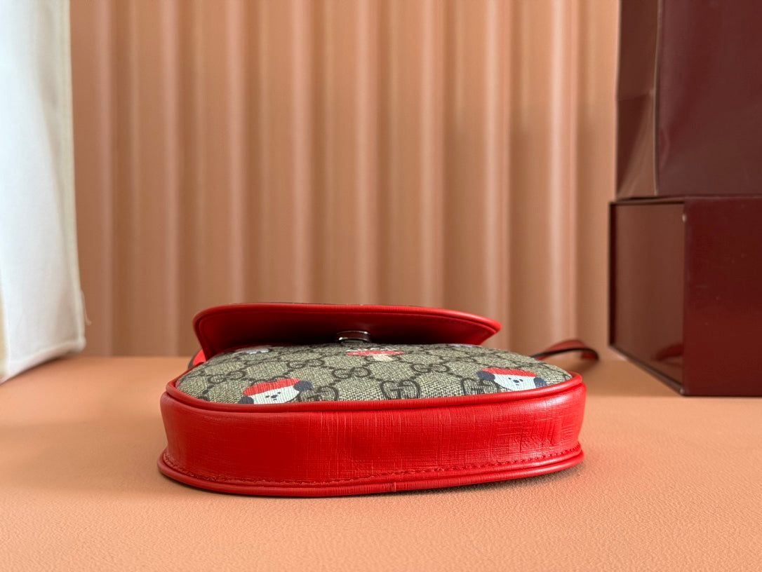 Gucci Dog Print Shoulder Bag White Red Beige Canvas 239661 mysite