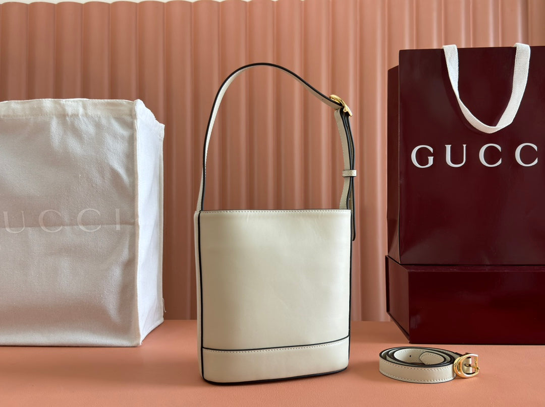 Gucci 73 Mini Bucket Bag White Smooth Leather 244429 mysite