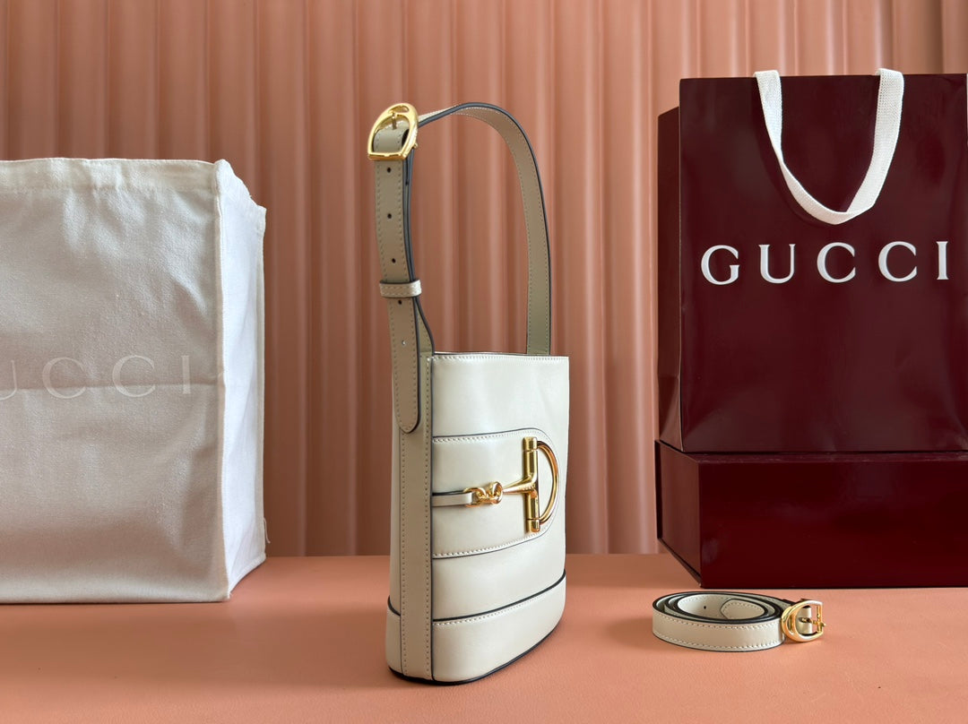 Gucci 73 Mini Bucket Bag White Smooth Leather 244429 mysite