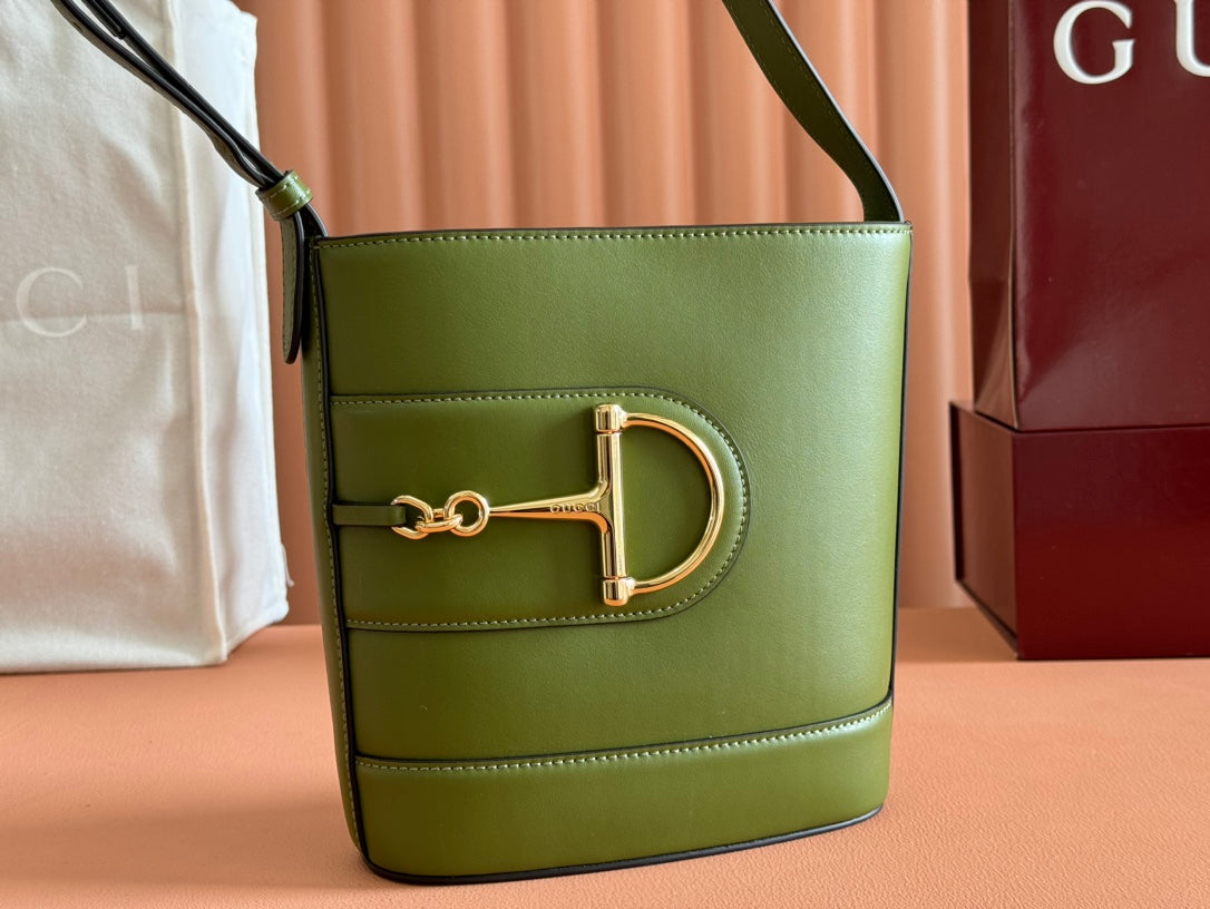 Gucci 73 Mini Bucket Bag Green Smooth Leather 244430 mysite