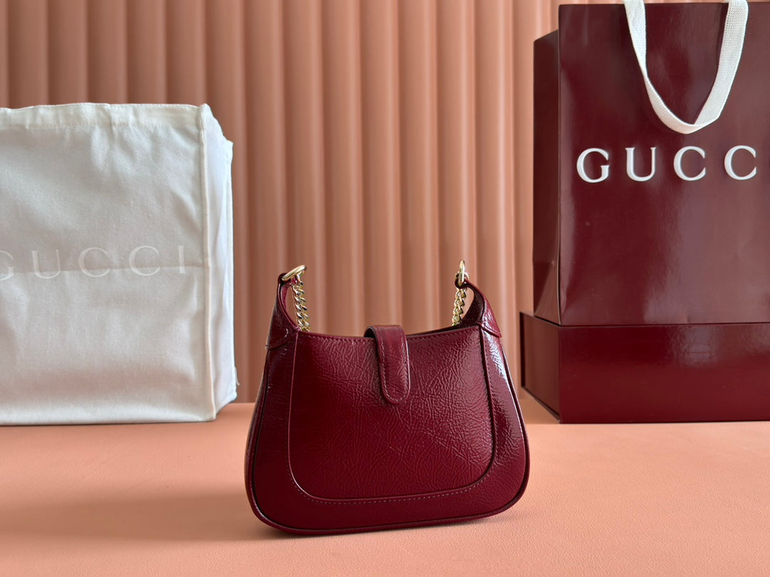 Gucci Jackie Notte Bag Rosso Ancora Red Patent Leather 248415 mysite