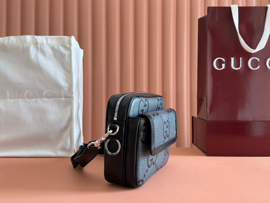 Gucci Waistbag Grey mix Black Leather 248428 mysite