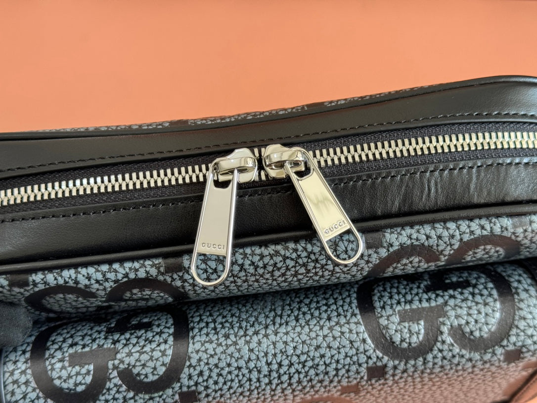 Gucci Waistbag Grey mix Black Leather 248428 mysite