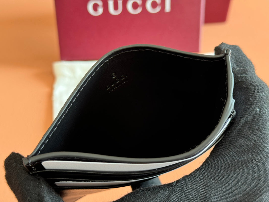 Gucci Card Wallet Grey mix Black Leather 248421 mysite