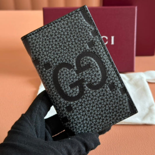 Gucci Long Card Wallet Grey mix Black Leather 248422 mysite