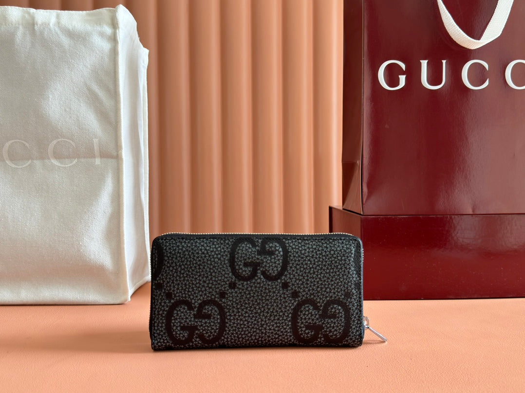 Gucci Long Wallet Grey mix Black Leather 248424 mysite