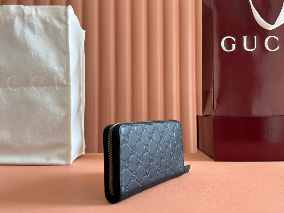 Gucci Zipper Wallet Black Embossed 248406 mysite