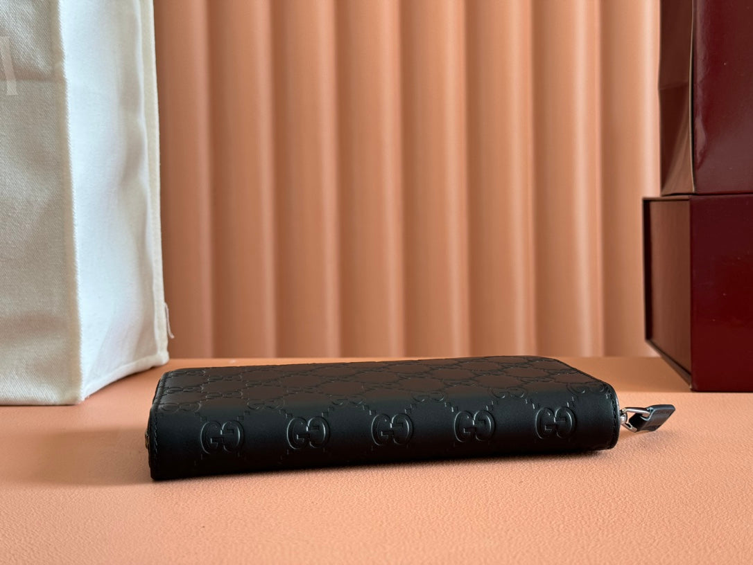 Gucci Zipper Wallet Black Embossed 248406 mysite