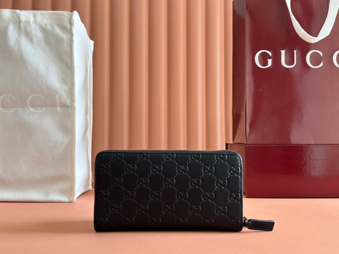 Gucci Zipper Wallet Black Embossed 248406 mysite