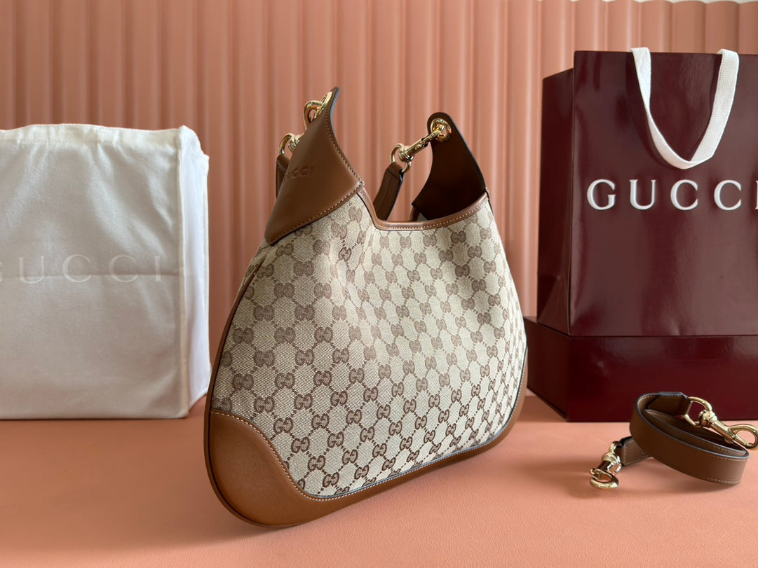 Gucci Body Double Lock Handbag Brown mix Beige Canvas Leather 244513 mysite