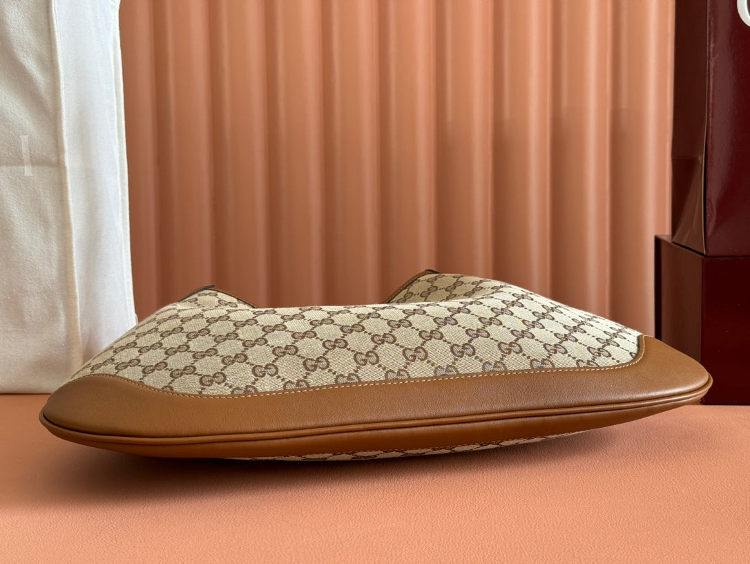 Gucci Body Double Lock Handbag Brown mix Beige Canvas Leather 244513 mysite