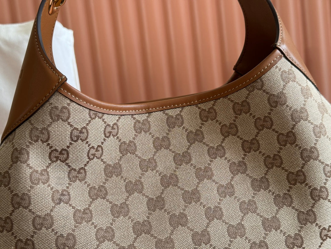 Gucci Body Double Lock Handbag Brown mix Beige Canvas Leather 244513 mysite