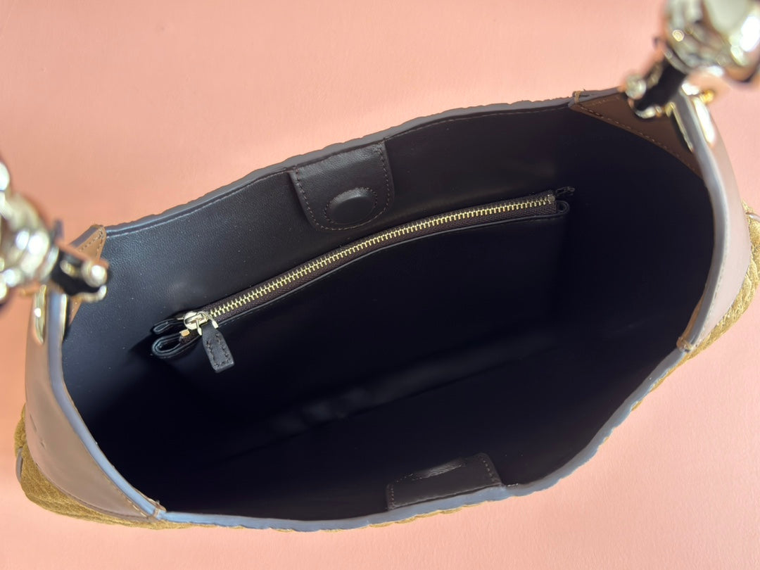 Gucci Body Double Lock Handbag Brown Velvet Embossed Leather 244512 mysite