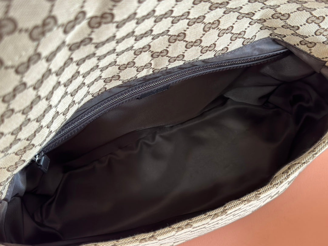 Gucci 36cm Bag Beige Brown mix Black Canvas Leather 248455 mysite