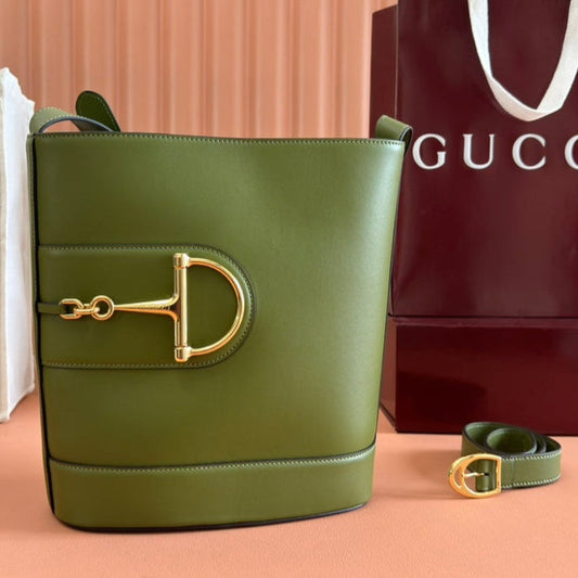 Gucci 73 Mini 27.5cm Bucket Bag Green Smooth Leather 244437 mysite