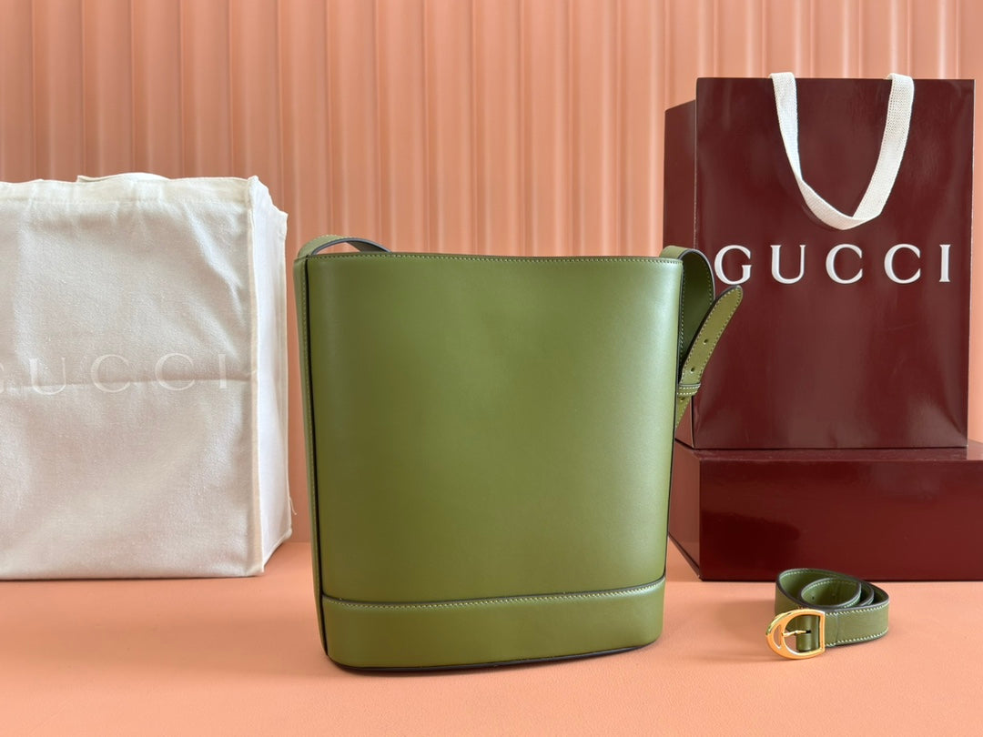 Gucci 73 Mini 27.5cm Bucket Bag Green Smooth Leather 244437 mysite