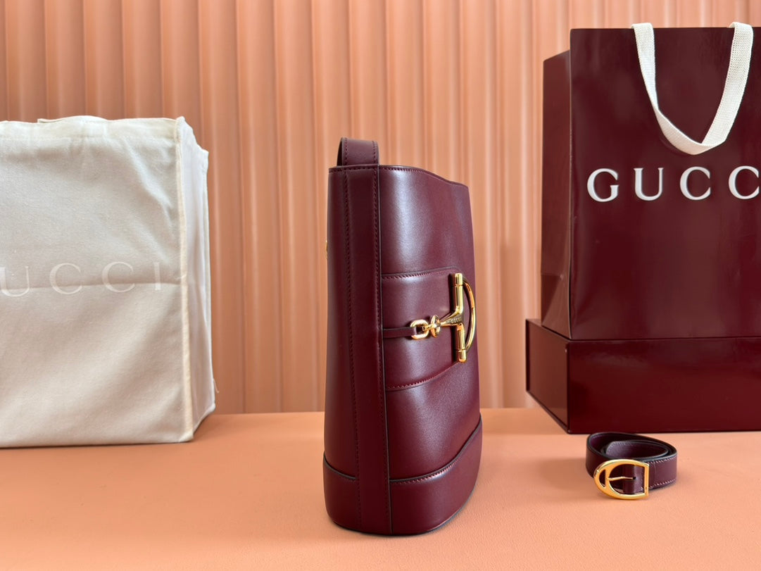 Gucci 73 Mini 27.5cm Bucket Bag Rosso Ancora red Smooth Leather 244435 mysite