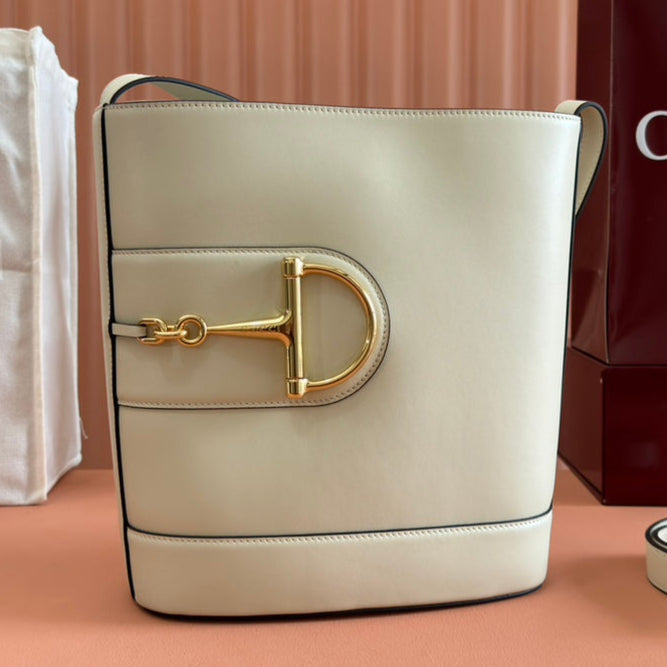 Gucci 73 Mini 27.5cm Bucket Bag White Smooth Leather 244434 mysite