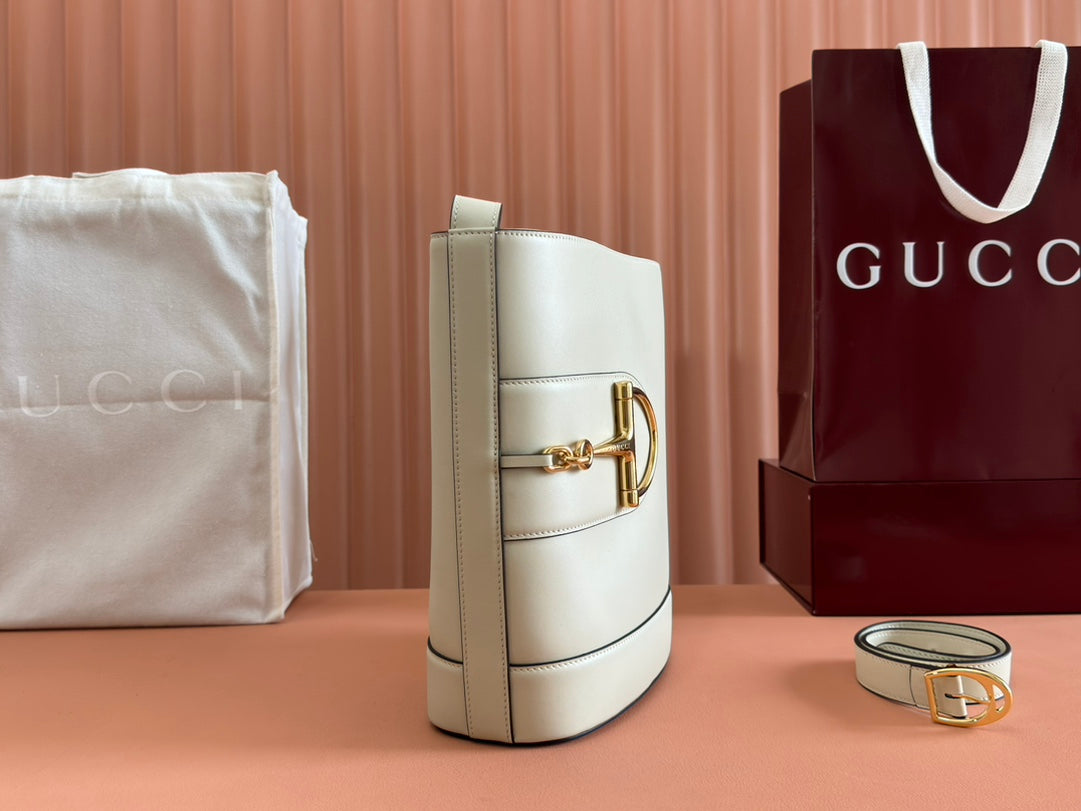 Gucci 73 Mini 27.5cm Bucket Bag White Smooth Leather 244434 mysite