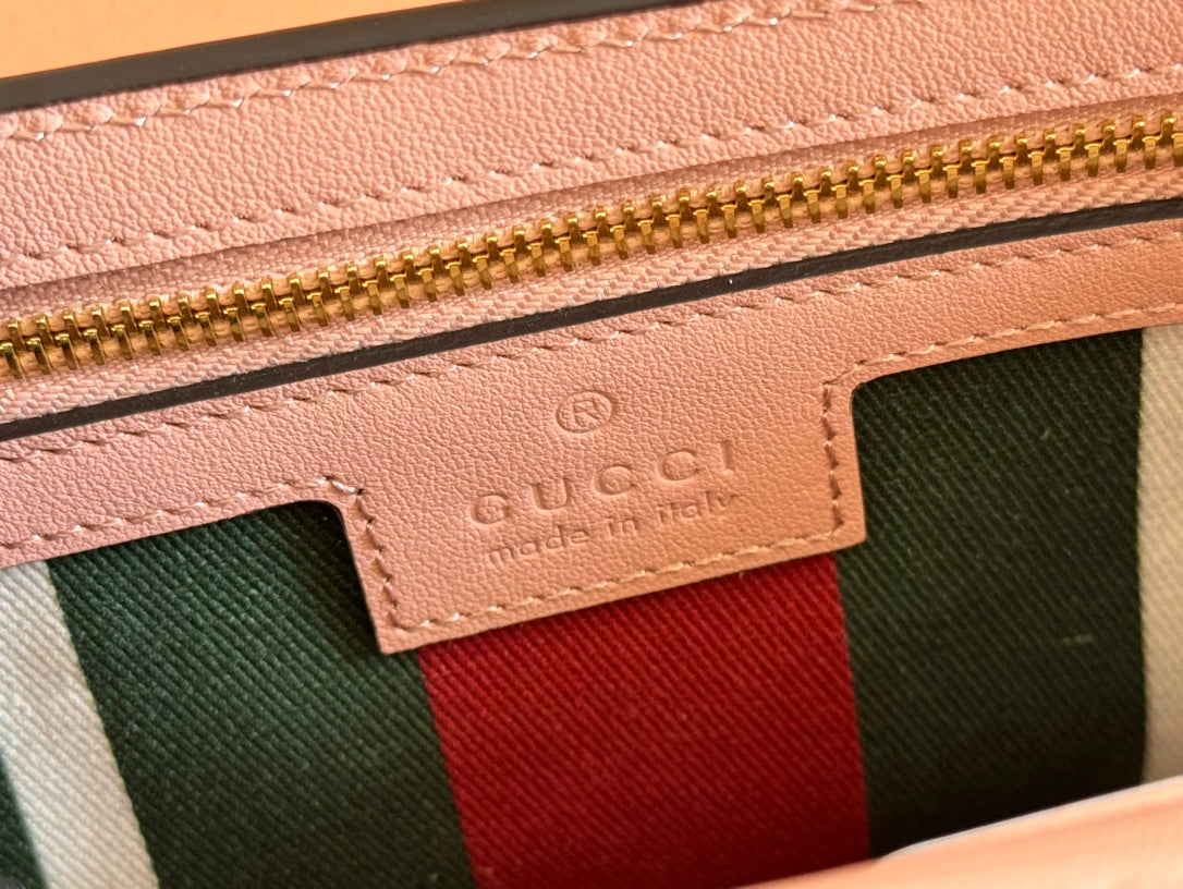 Gucci Emblem Mini Shoulder Bag Pink Canvas Leather 244541 mysite